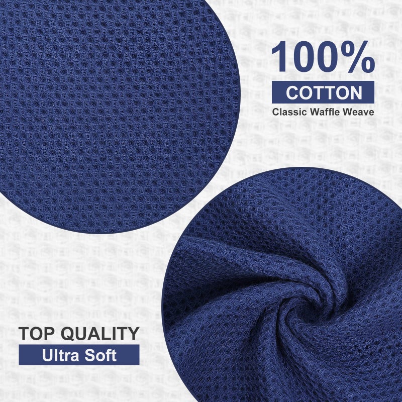 Kitinjoy 100% Cotton Kitchen Dish Cloths, 6 Pack Waffle Weave Ultra Soft Absorbent Dish Towels for Drying Dishes Quick Drying Kitchen Towels Dish Rags, 12 X 12 Inches, Navy Blue - Image 2